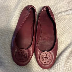 Tory Burch Maroon Minnie Ballet Flats, size 10